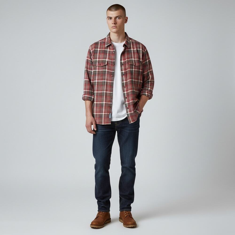 Patagonia Red Plaid Shirt Medium Unisex Organic Cotton Shacket Jacket 53856